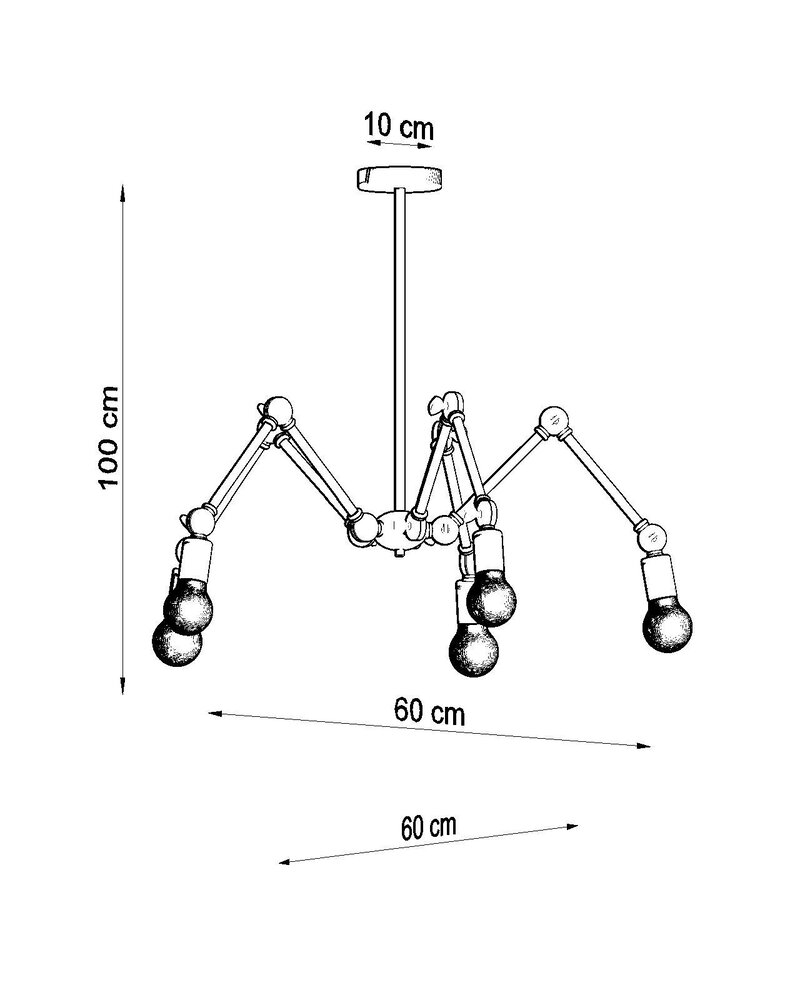 Sollux Lighting Kronleuchter STARK 5 Schwarz - 5x E27 Fassung - max. 5x60W - exkl. LED's Sollux Lighting Kronleuchter STARK 5 Schwarz - 5x E27 Fassung - max. 5x60W - exkl. LED's