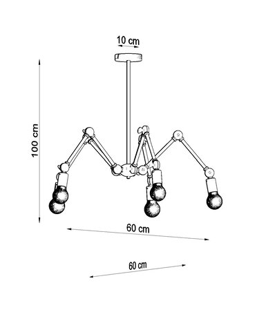 Sollux Lighting Kronleuchter STARK 5 Schwarz - 5x E27 Fassung - max. 5x60W - exkl. LED's Sollux Lighting Kronleuchter STARK 5 Schwarz - 5x E27 Fassung - max. 5x60W - exkl. LED's