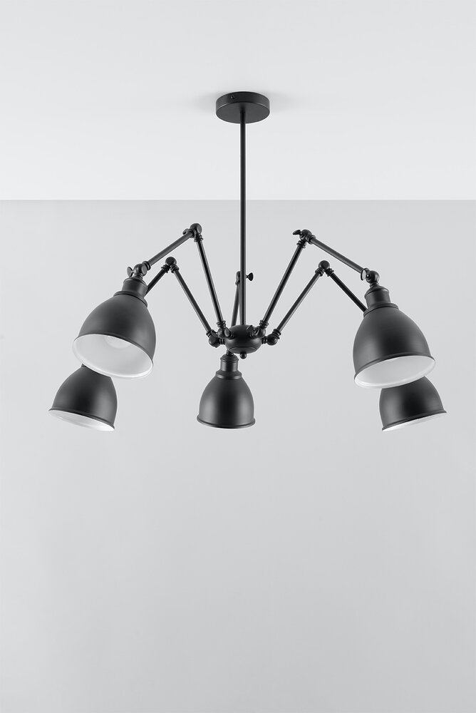 Sollux Lighting Kronleuchter STARK SHADE 5 Schwarz - 5x E27 Fassung - max. 5x60W - exkl. LED's