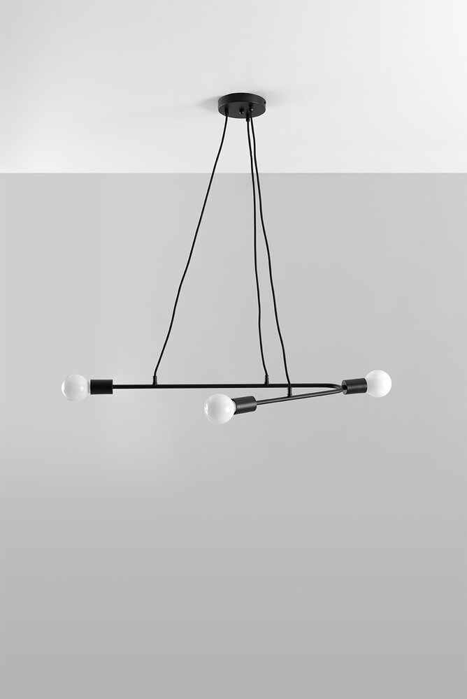 Sollux Lighting Pendelleuchte ASTRAL 3 Schwarz - 3x E27 Fassung - max. 3x60W - exkl. LED's