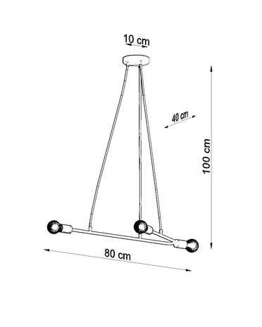 Sollux Lighting Pendelleuchte ASTRAL 3 Schwarz - 3x E27 Fassung - max. 3x60W - exkl. LED's