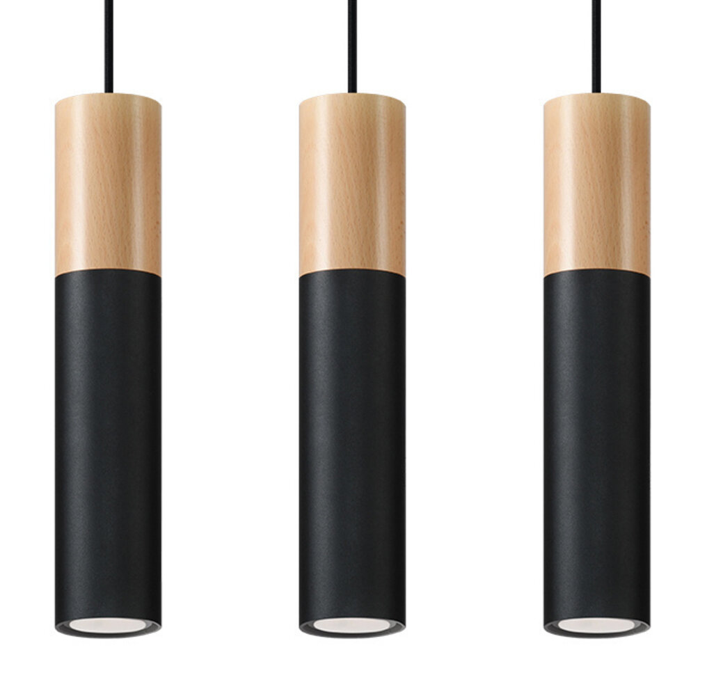 Sollux Lighting Pendelleuchte PABLO 3 Schwarz - 3x GU10 Fassung - max. 3x40W - exkl. LED's Sollux Lighting Pendelleuchte PABLO 3 Schwarz - 3x GU10 Fassung - max. 3x40W - exkl. LED's