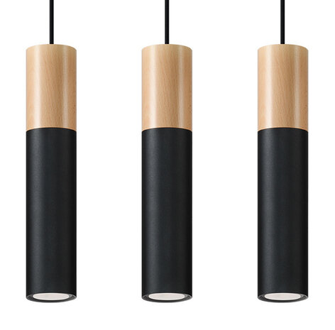 Sollux Lighting Pendelleuchte PABLO 3 Schwarz - 3x GU10 Fassung - max. 3x40W - exkl. LED's Sollux Lighting Pendelleuchte PABLO 3 Schwarz - 3x GU10 Fassung - max. 3x40W - exkl. LED's