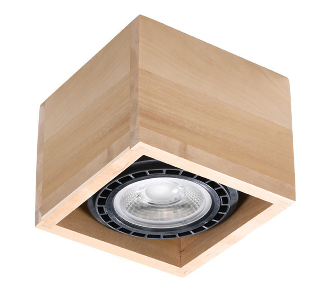 Sollux Lighting Deckenspot QUATRO 1 Holz Natur - 1x GU10 / ES111 - max. 40W - exkl. LED's