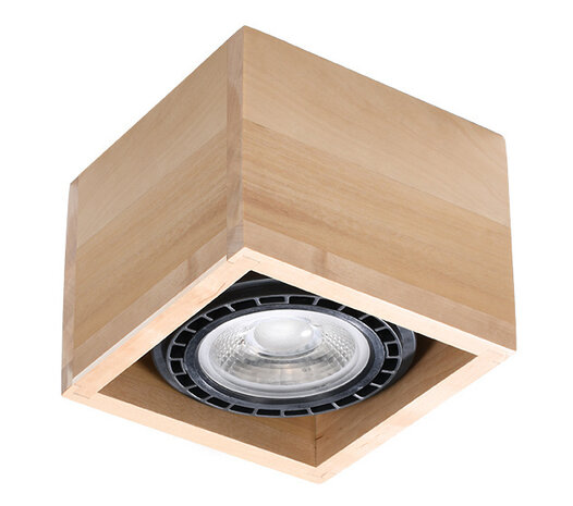 Sollux Lighting Deckenspot QUATRO 1 Holz Natur - 1x GU10 / ES111 - max. 40W - exkl. LED's