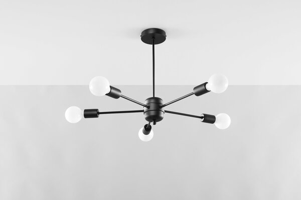 Sollux Lighting Kronleuchter LANGO 5 Schwarz - 5x E27 Fassung - max. 5x60W - exkl. LED's Sollux Lighting Kronleuchter LANGO 5 Schwarz - 5x E27 Fassung - max. 5x60W - exkl. LED's