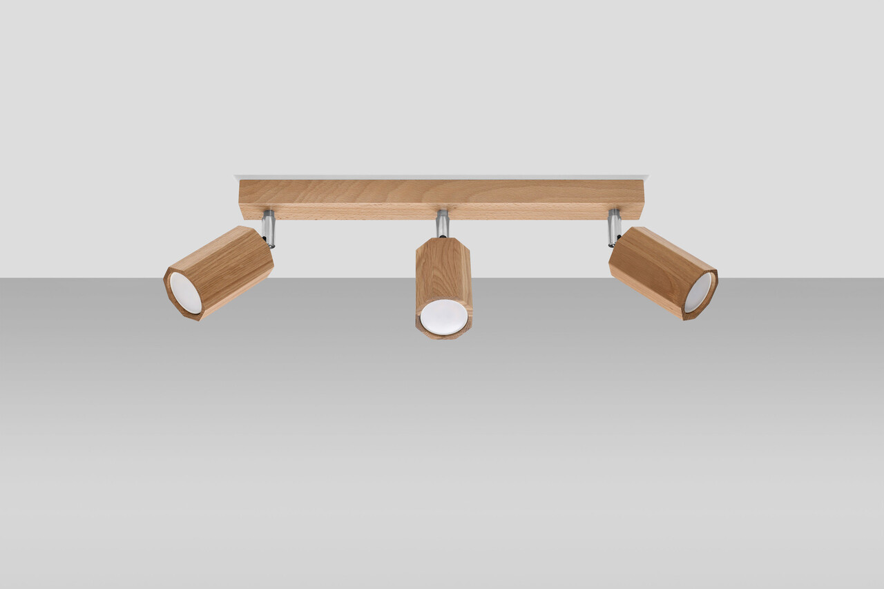 Sollux Lighting Deckenspot ZEKE 3 Eiche - 3x GU10 Fassung - max. 3x40W - exkl. LED's Sollux Lighting Deckenspot ZEKE 3 Eiche - 3x GU10 Fassung - max. 3x40W - exkl. LED's