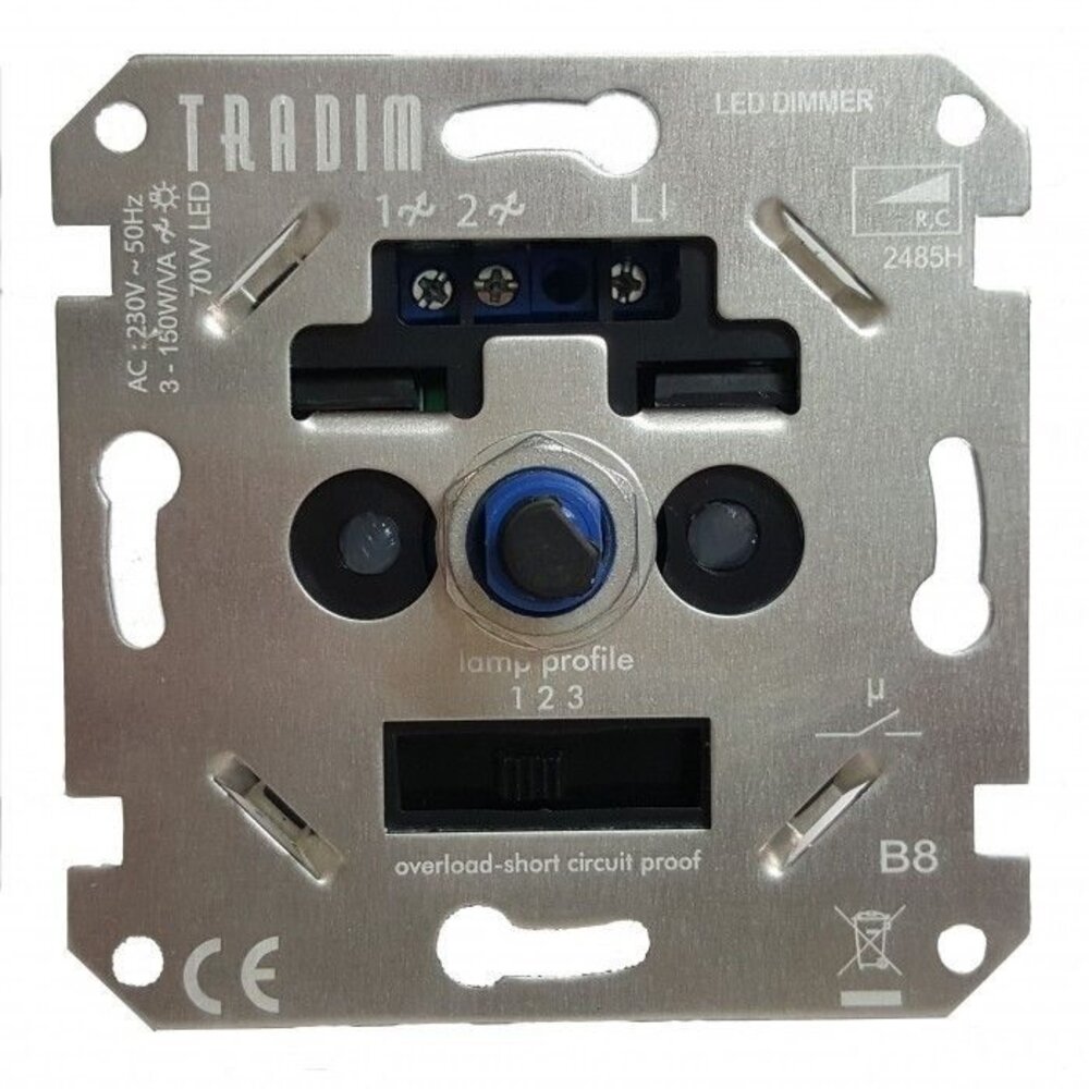 Tradim LED Wanddimmer einfach - inkl. 3 Dimmprofile - 3-100W Tradim LED Wanddimmer einfach - inkl. 3 Dimmprofile - 3-100W