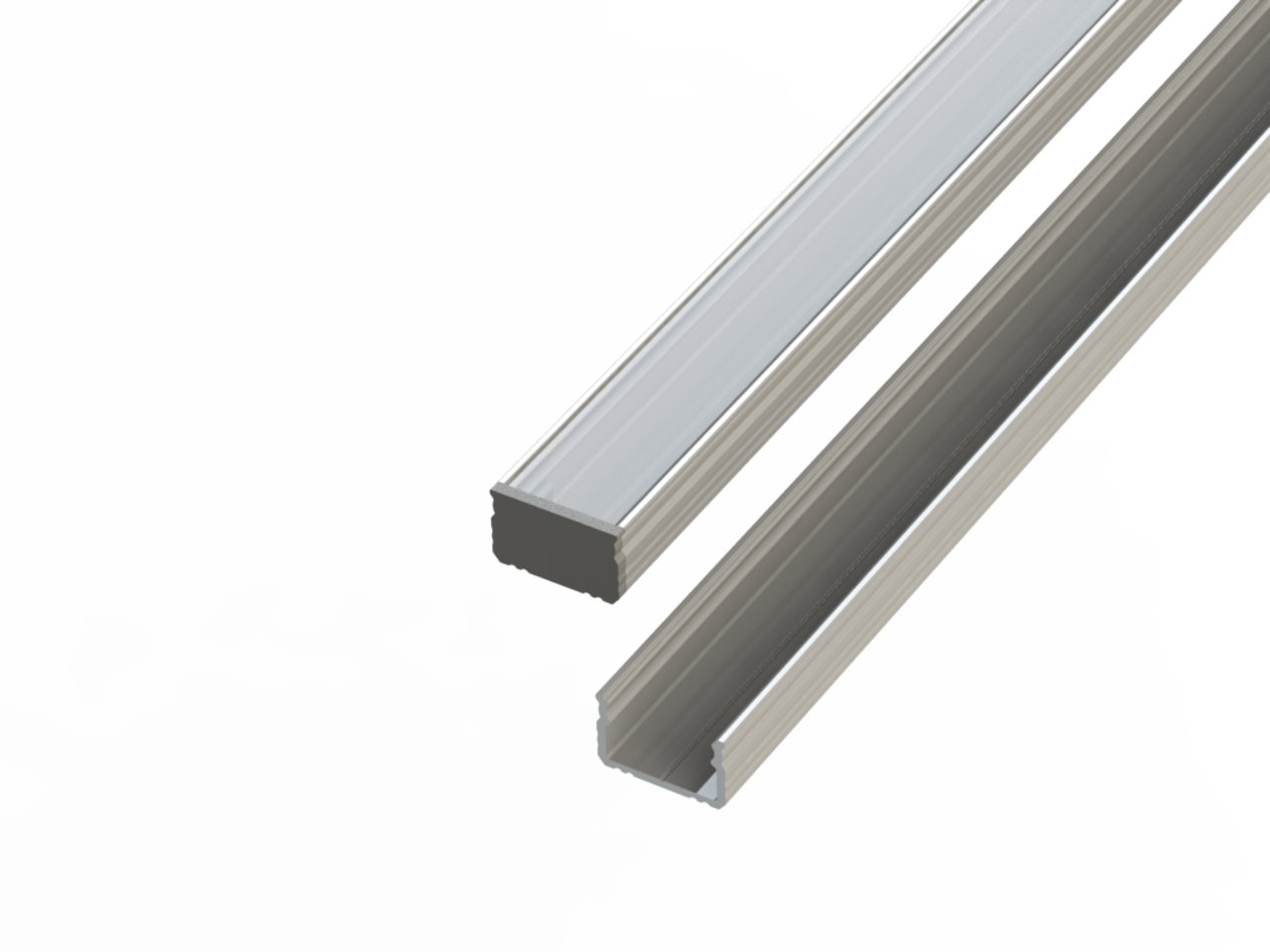 Led line: Erstklassiges Lichtdesign Aluminiumprofil 10mm - L2020xB16xH9,8mm - Silber + Abdeckung matt