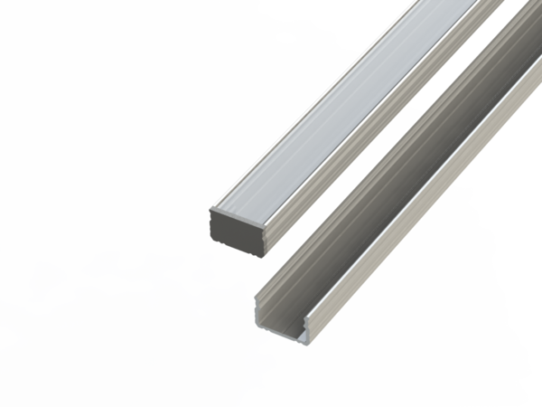 Led line: Erstklassiges Lichtdesign Aluminiumprofil 10mm - L2020xB16xH9,8mm - Silber + Abdeckung matt