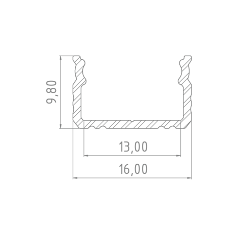 Led line: Erstklassiges Lichtdesign Aluminiumprofil 10mm - L2020xB16xH9,8mm - Silber + Abdeckung matt