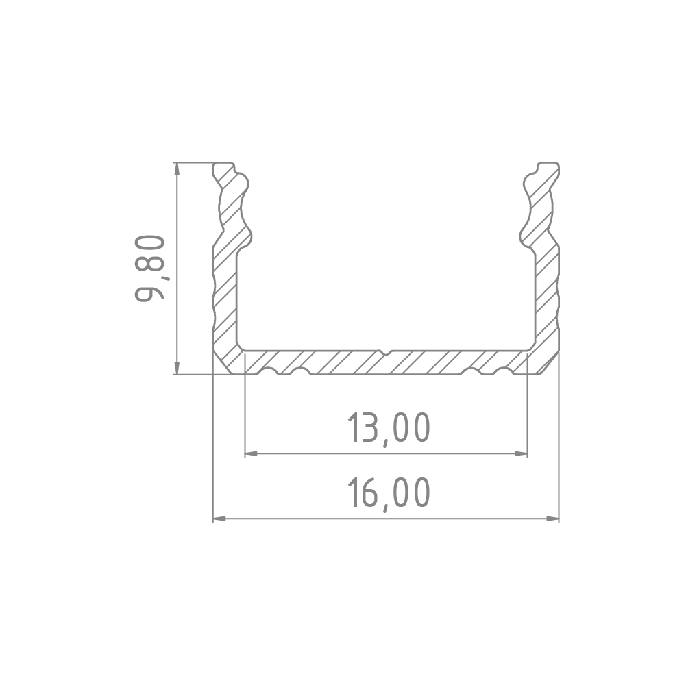 Led line: Erstklassiges Lichtdesign Aluminiumprofil 10mm - L2020xB16xH9,8mm - Weiß + Abdeckung matt