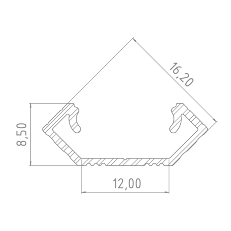 Led line: Erstklassiges Lichtdesign Eckprofil Aluminium - L2020xB16xH8,5mm - Silber + Abdeckung matt