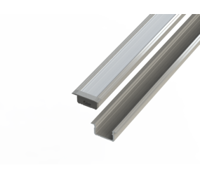 Led line: Erstklassiges Lichtdesign Aluminiumprofil 10mm - abgesenkt - L2020xB16xH9,8mm - Silber + Abdeckung matt