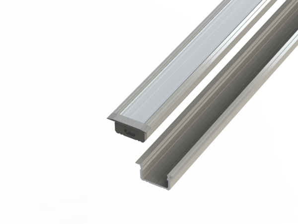 Led line: Erstklassiges Lichtdesign Aluminiumprofil 10mm - abgesenkt - L2020xB16xH9,8mm - Silber + Abdeckung matt