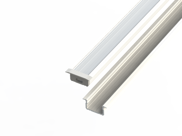 Led line: Erstklassiges Lichtdesign Aluminiumprofil 10mm - abgesenkt - L2020xB16xH9,8mm - Weiß + Abdeckung matt