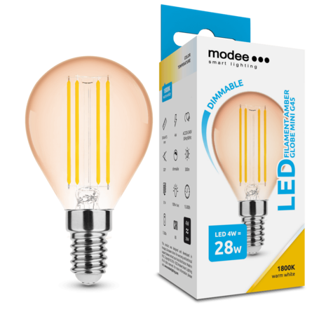 Modee Lighting LED Filament Lampe E14 G45 4W 360Lm - 1800K Extra Warmweiß | Dimmbar Modee Lighting LED Filament Lampe E14 G45 4W 360Lm - 1800K Extra Warmweiß | Dimmbar