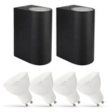 LCB LED-Beleuchtung Innovatives Design, hochwertige Technik & schnelle Lieferung! 2er Set LED Wandlampe Außenbereich - 4x 2,8W - 2700K - Schwarz