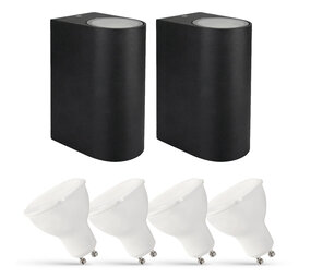LCB LED-Beleuchtung Innovatives Design, hochwertige Technik & schnelle Lieferung! 2er Set LED Wandlampe Außenbereich - 4x 2,8W - 2700K - Schwarz