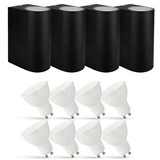 LCB LED-Beleuchtung Innovatives Design, hochwertige Technik & schnelle Lieferung! 4er Set LED Wandlampe Außenbereich - 8x 2,8W - 2700K - Schwarz