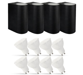 LCB LED-Beleuchtung Innovatives Design, hochwertige Technik & schnelle Lieferung! 4er Set LED Wandlampe Außenbereich - 8x 2,8W - 2700K - Schwarz