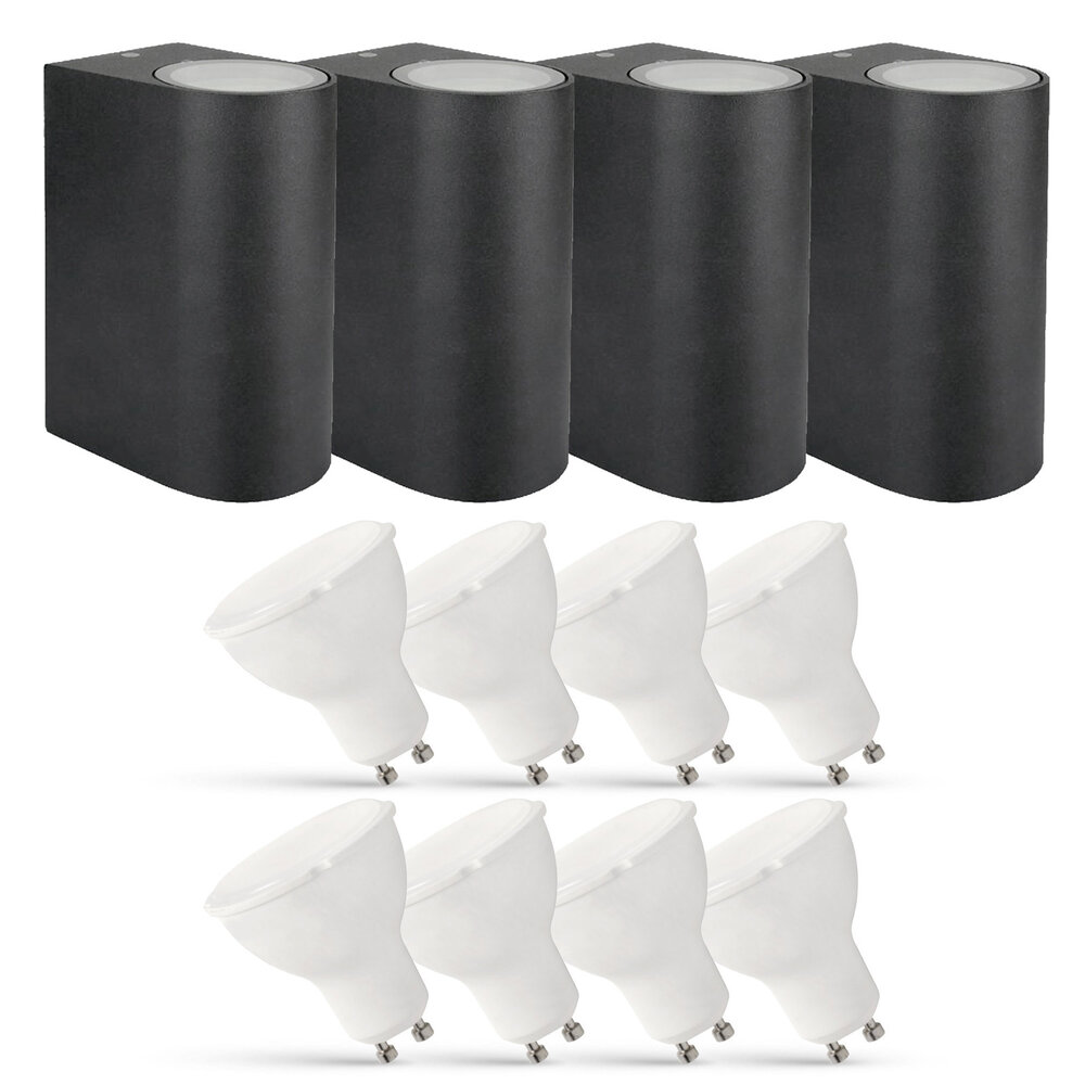 LCB 4er Set LED Wandlampe Außenbereich - 8x 2,8W - 2700K - Anthrazit LCB 4er Set LED Wandlampe Außenbereich - 8x 2,8W - 2700K - Anthrazit