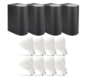 LCB 4er Set LED Wandlampe Außenbereich - 8x 2,8W - 2700K - Anthrazit LCB 4er Set LED Wandlampe Außenbereich - 8x 2,8W - 2700K - Anthrazit