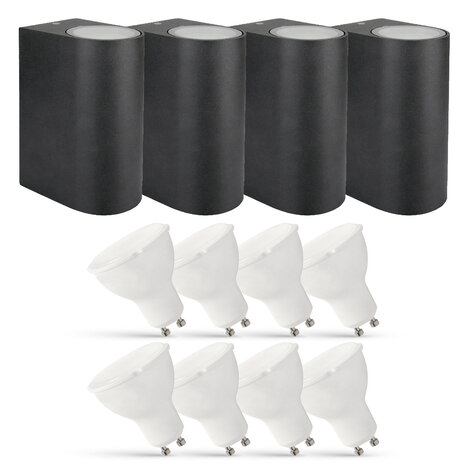LCB 4er Set LED Wandlampe Außenbereich - 8x 2,8W - 2700K - Anthrazit LCB 4er Set LED Wandlampe Außenbereich - 8x 2,8W - 2700K - Anthrazit