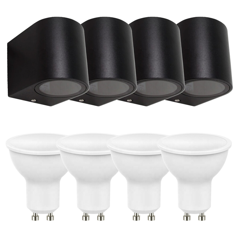 LCB LED-Beleuchtung Innovatives Design, hochwertige Technik & schnelle Lieferung! 4er Set LED Wandlampe Außenbereich - 4x 4W - 3000K - Schwarz
