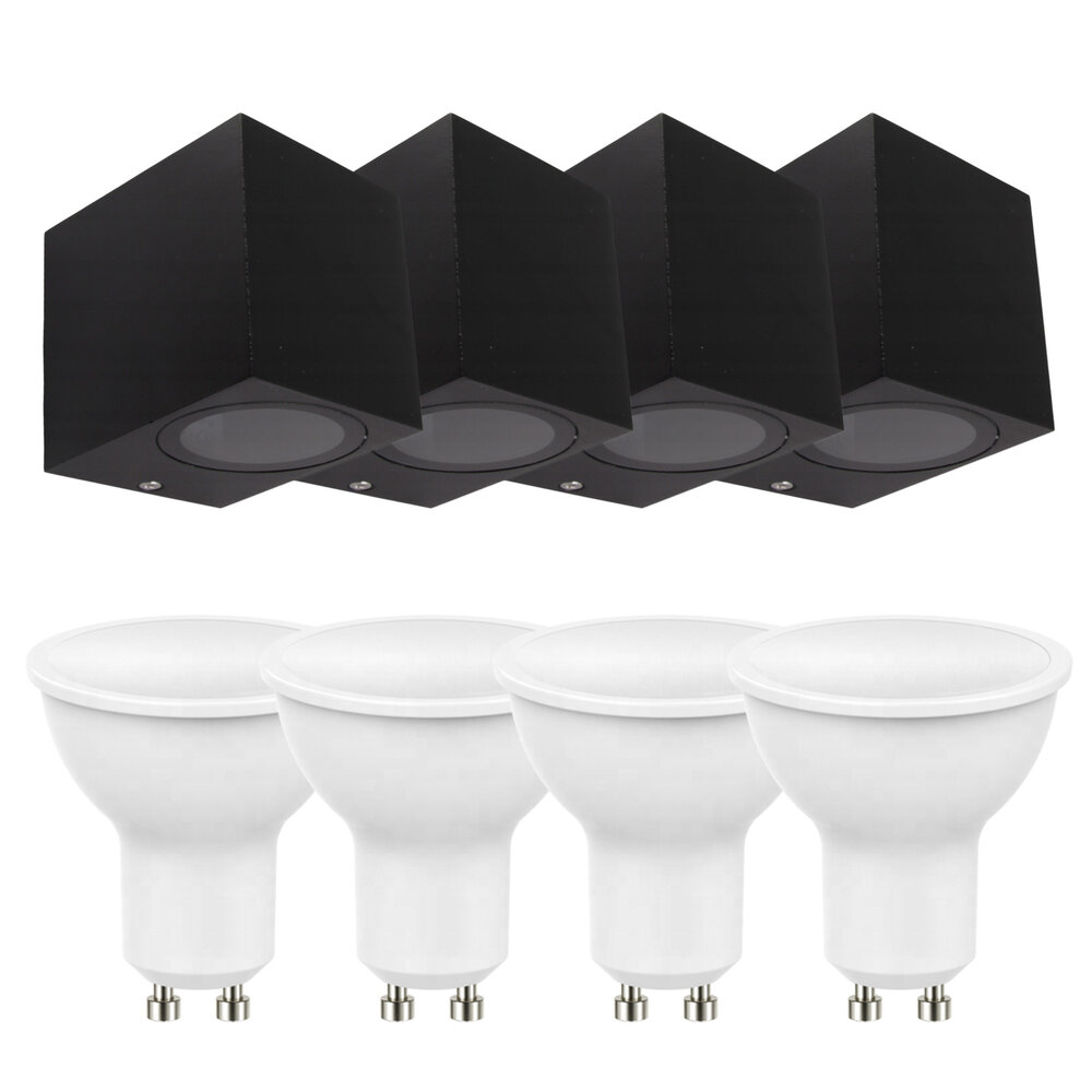 LCB LED-Beleuchtung Innovatives Design, hochwertige Technik & schnelle Lieferung! 4er Set LED Wandlampe Außenbereich - 4x 4W - 3000K - Anthrazit