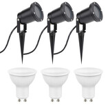 LCB LED-Beleuchtung Innovatives Design, hochwertige Technik & schnelle Lieferung! 3er Set LED Gartenspot Sting 100cm Kabel - 3x 4W - 3000K - IP65 - Schwarz
