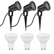 LCB LED-Beleuchtung Innovatives Design, hochwertige Technik & schnelle Lieferung! 3er Set LED Gartenspot Sting 28cm Kabel - 3x 4W - 3000K - IP54 - Schwarz