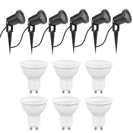 LCB LED-Beleuchtung Innovatives Design, hochwertige Technik & schnelle Lieferung! 6er Set LED Gartenspot Sting 100cm Kabel - 6x 4W - 3000K - IP65 - Schwarz