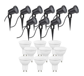 LCB LED-Beleuchtung Innovatives Design, hochwertige Technik & schnelle Lieferung! 9er Set LED Gartenspot Sting 28cm Kabel - 9x 4W - 3000K - IP54 - Schwarz