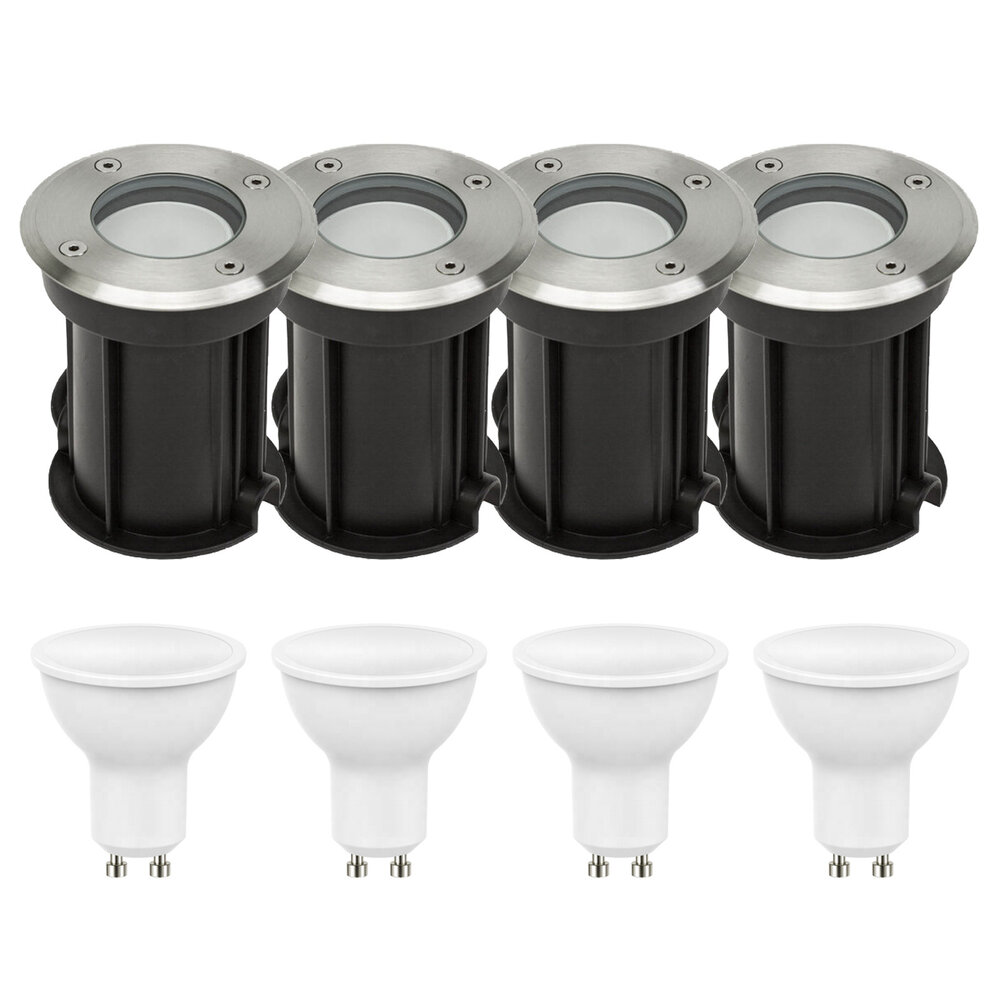 LCB LED-Beleuchtung Innovatives Design, hochwertige Technik & schnelle Lieferung! 4er Set LED Bodenspot Außenbereich - 4x 4W - 3000K - IP67