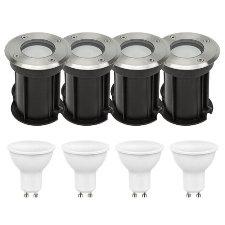 LCB LED-Beleuchtung Innovatives Design, hochwertige Technik & schnelle Lieferung! 4er Set LED Bodenspot Außenbereich - 4x 4W - 3000K - IP67