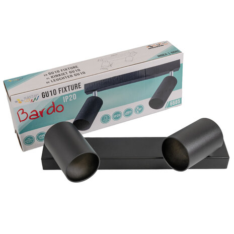 LCB LED Deckenspot Mattschwarz - 2 verstellbare GU10 Fassungen für LED Spots - exkl. LED Spot LCB LED Deckenspot Mattschwarz - 2 verstellbare GU10 Fassungen für LED Spots - exkl. LED Spot