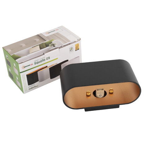 Spectrum LED Wandleuchte oval - Schwarz Gold - mit G9 Fassung - 80x80x160 mm Spectrum LED Wandleuchte oval - Schwarz Gold - mit G9 Fassung - 80x80x160 mm