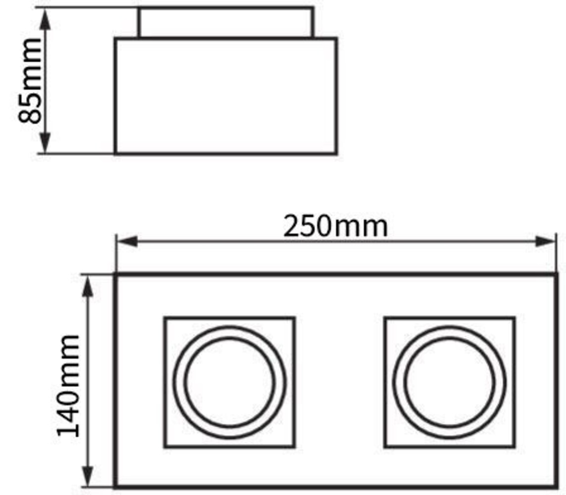 LCB LED Deckenspot Schwarz Gold - 2x GU10 Fassung