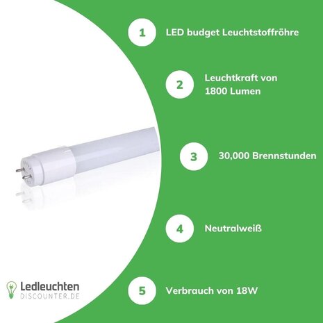 Spectrum LED Leuchtstoffröhre - 120cm 18W entspricht 36W - Lichtfarbe optional - 1 Jahr Garantie