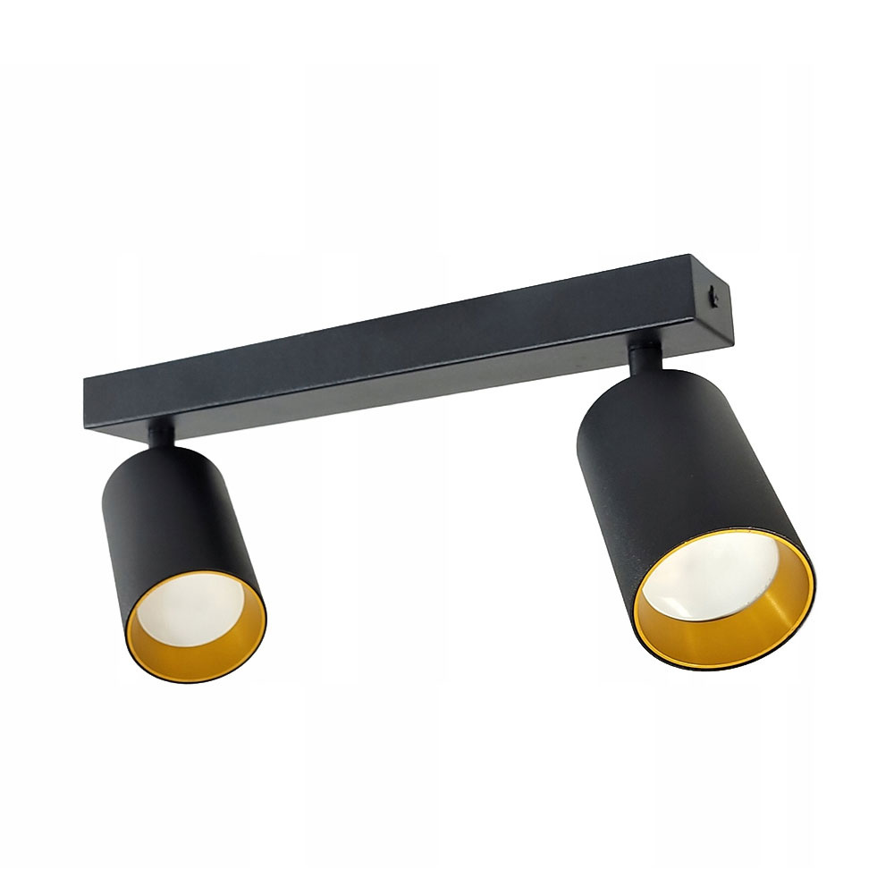 LED Deckenspot Schwarz 1 x Silber Fassung - - DIREZIONE exkl. GU10 LED