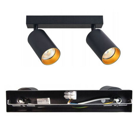 LCB LED Deckenspot Mattschwarz - 2 verstellbare GU10 Fassungen für LED Spots - exkl. LED Spot LCB LED Deckenspot Mattschwarz - 2 verstellbare GU10 Fassungen für LED Spots - exkl. LED Spot