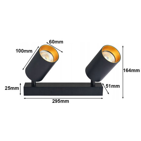 LCB LED-Beleuchtung Innovatives Design, hochwertige Technik & schnelle Lieferung! LED Deckenspot Mattschwarz - 2 verstellbare GU10 Fassungen für LED Spots - exkl. LED Spot