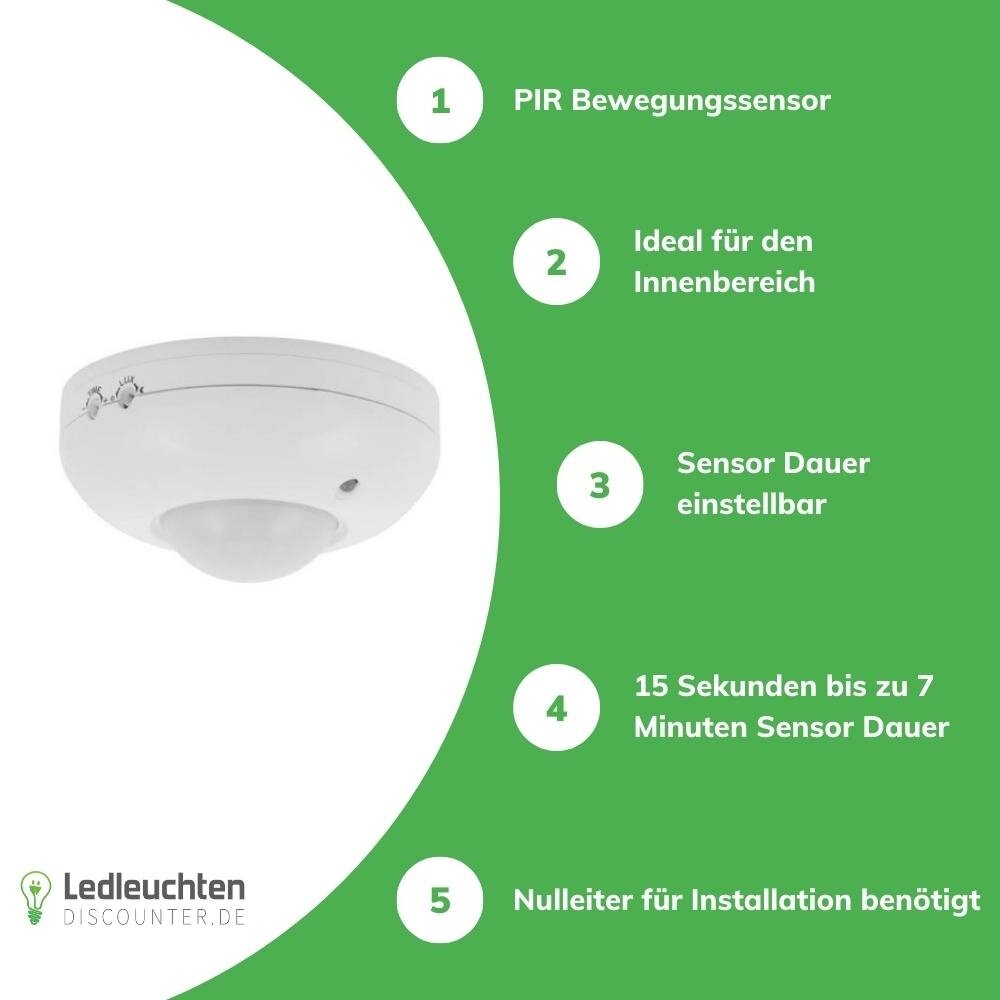 Kanlux Bewegungssensor 360° -  IP20 - PIR Infrarot Bewegungsmelder - 230V max. 1200W  - weiß
