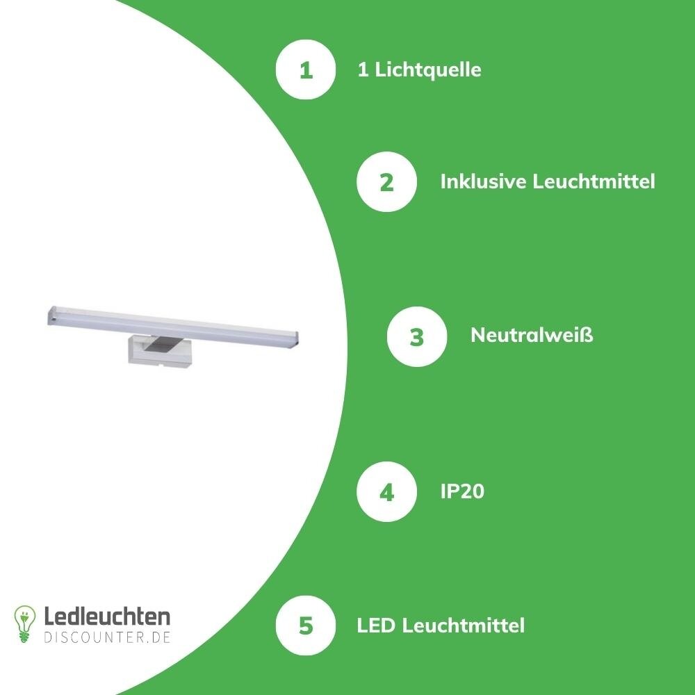 Kanlux – Zuverlässige LED- und Elektrobeleuchtung LED Spiegellampe Badezimmer 40cm - 8W 4000K Neutralweiß - Chrom Kanlux – Zuverlässige LED- und Elektrobeleuchtung LED Spiegellampe Badezimmer 40cm - 8W 4000K Neutralweiß - Chrom