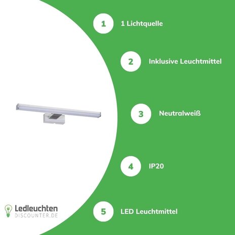 Kanlux – Zuverlässige LED- und Elektrobeleuchtung LED Spiegellampe Badezimmer 40cm - 8W 4000K Neutralweiß - Chrom Kanlux – Zuverlässige LED- und Elektrobeleuchtung LED Spiegellampe Badezimmer 40cm - 8W 4000K Neutralweiß - Chrom
