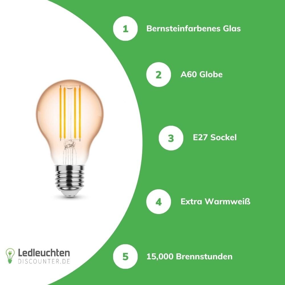 Modee Lighting LED Fadenlampe E27 - A60 - 4W entspricht 33W - 1800K extra Warmweiß