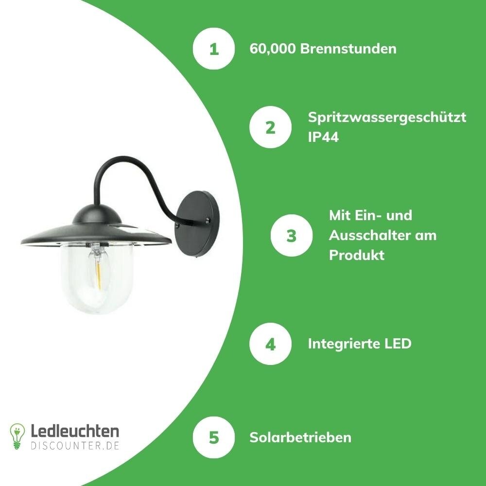 Modee Lighting LED Wandleuchte Solar - IP44 10Lm 3000K Warmweiß Modee Lighting LED Wandleuchte Solar - IP44 10Lm 3000K Warmweiß