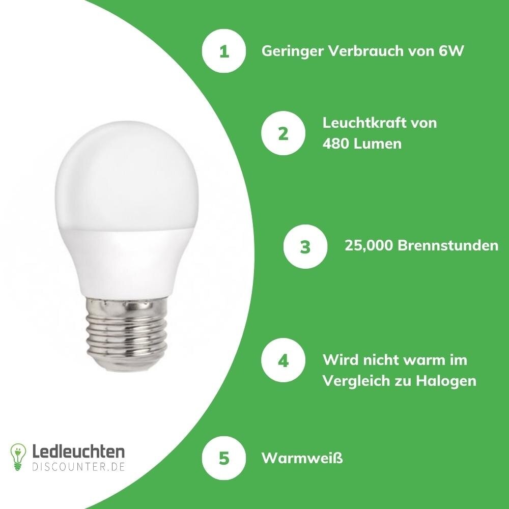 Spectrum LED Lampe - E27 - G45 - 4,9W - 3000K- Warmweiß-entspricht 40W