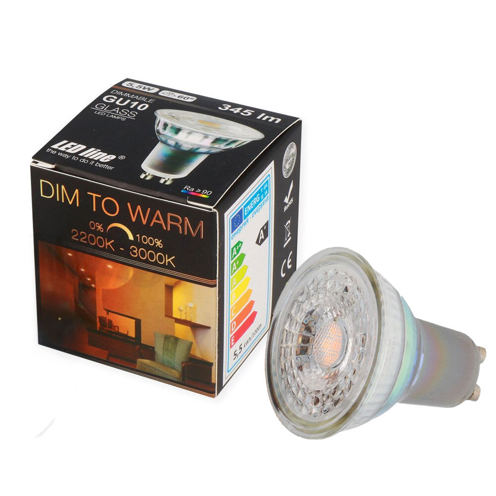 Led line: Erstklassiges Lichtdesign Dimmbar LED Spot GU10 PAR16 - 5,5W 280Lm - DTW 2200K-3000K Dim To Warm | Dimtone - wärmerer Lichtfarbton bei Dimmung 230V Led line: Erstklassiges Lichtdesign Dimmbar LED Spot GU10 PAR16 - 5,5W 280Lm - DTW 2200K-3000K Dim To Warm | Dimtone - wärmerer Lichtfarbton bei Dimmung 230V